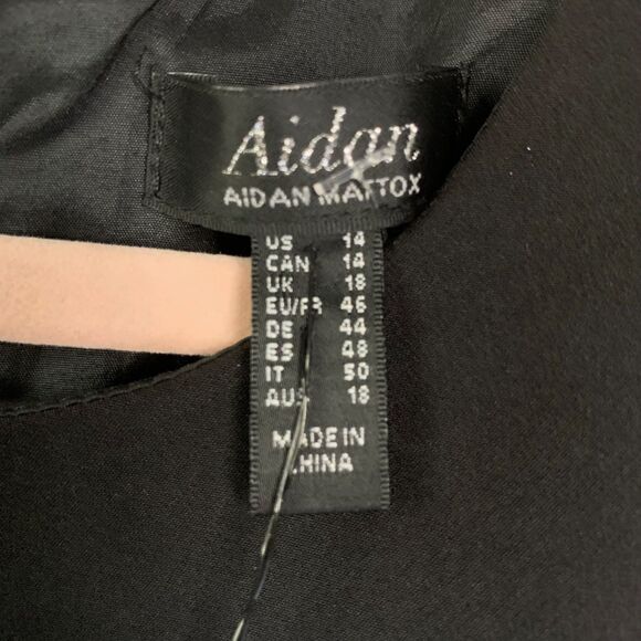 NWT Aidan Mattox Black Nude Crepe Lace Cutout Cocktail Dress Sz 14 - Picture 6 of 10